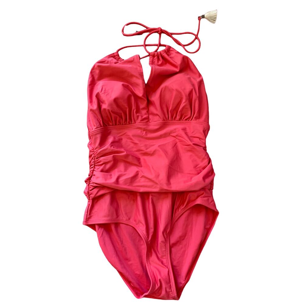 Knox Rose coral pink modest one piece bathing suit S